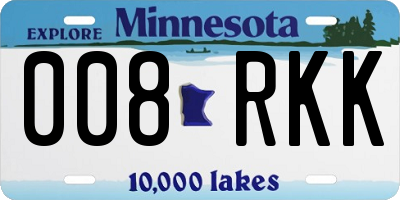 MN license plate 008RKK