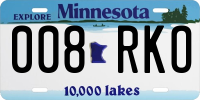 MN license plate 008RKO