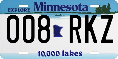 MN license plate 008RKZ