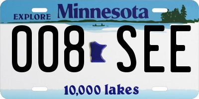 MN license plate 008SEE