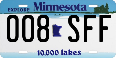 MN license plate 008SFF