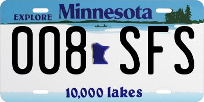 MN license plate 008SFS