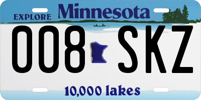 MN license plate 008SKZ