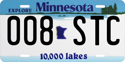 MN license plate 008STC