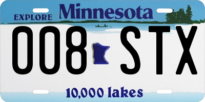 MN license plate 008STX