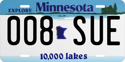 MN license plate 008SUE