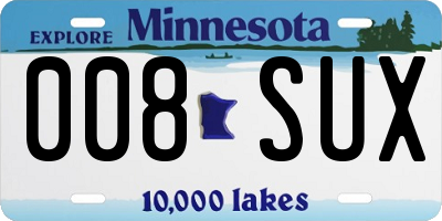 MN license plate 008SUX