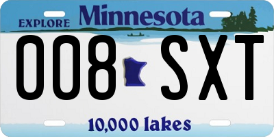 MN license plate 008SXT