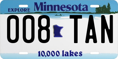 MN license plate 008TAN