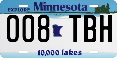 MN license plate 008TBH
