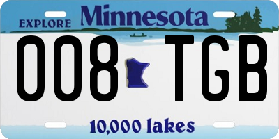 MN license plate 008TGB