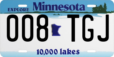 MN license plate 008TGJ