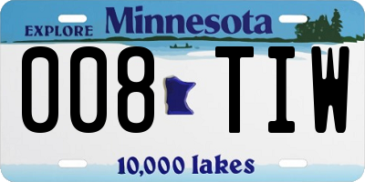 MN license plate 008TIW