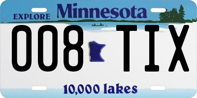 MN license plate 008TIX