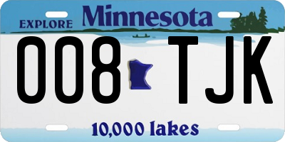 MN license plate 008TJK