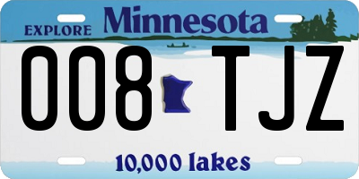 MN license plate 008TJZ