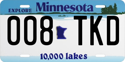 MN license plate 008TKD