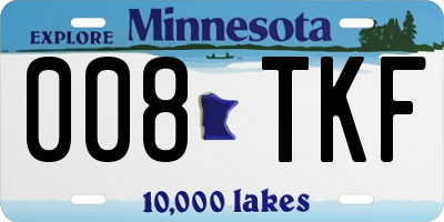 MN license plate 008TKF