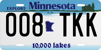 MN license plate 008TKK