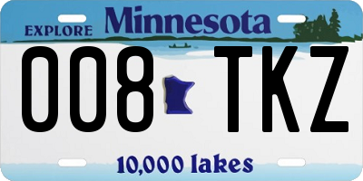 MN license plate 008TKZ