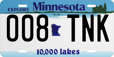 MN license plate 008TNK