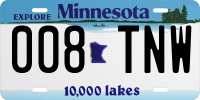 MN license plate 008TNW