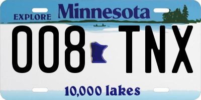 MN license plate 008TNX