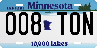 MN license plate 008TON