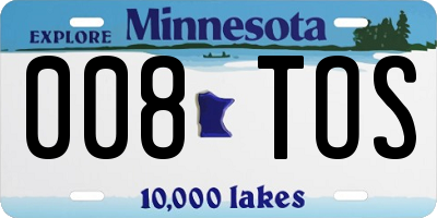 MN license plate 008TOS
