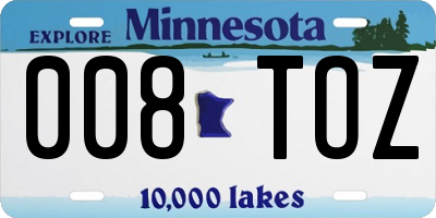 MN license plate 008TOZ