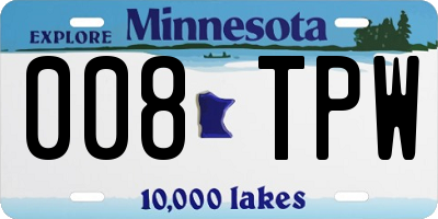 MN license plate 008TPW