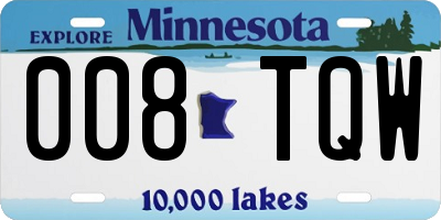 MN license plate 008TQW