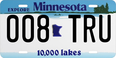 MN license plate 008TRU