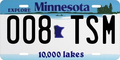 MN license plate 008TSM