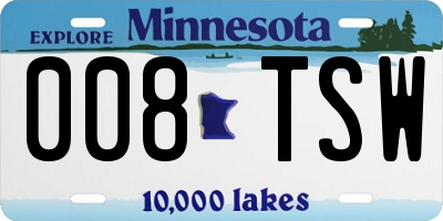 MN license plate 008TSW