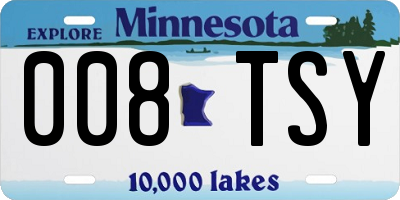MN license plate 008TSY
