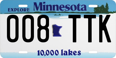 MN license plate 008TTK