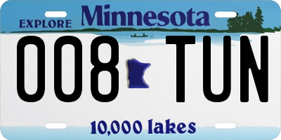 MN license plate 008TUN