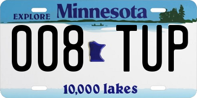 MN license plate 008TUP