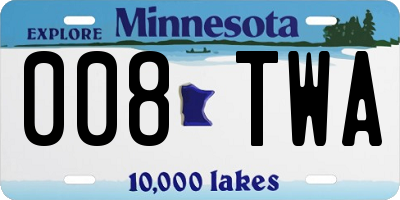 MN license plate 008TWA
