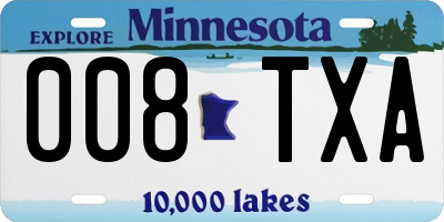 MN license plate 008TXA