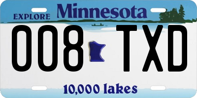 MN license plate 008TXD