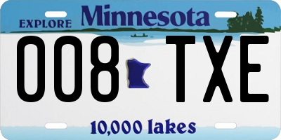 MN license plate 008TXE