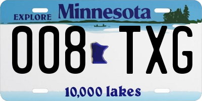 MN license plate 008TXG