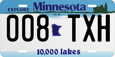 MN license plate 008TXH