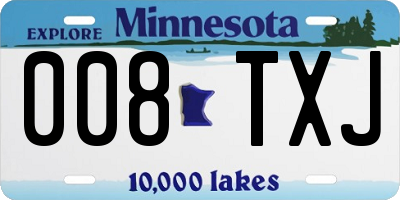 MN license plate 008TXJ