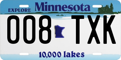 MN license plate 008TXK
