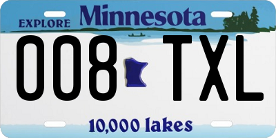 MN license plate 008TXL
