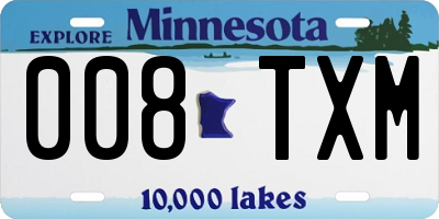 MN license plate 008TXM