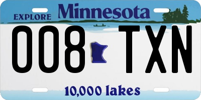 MN license plate 008TXN